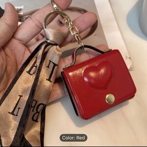 Trendy heart bag charm Keychain AirPods new with scarf